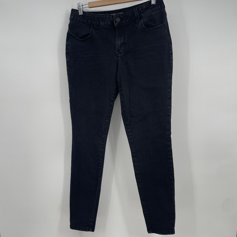 Maurices Mid Rise Skinny Jeans Faded Black Women Size Large Stretch‎ Denim